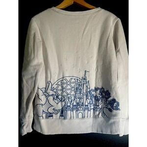 Walt Disney World Resorts 2018 Embroidered Men's M Light Gray Fleece Sweatshirt